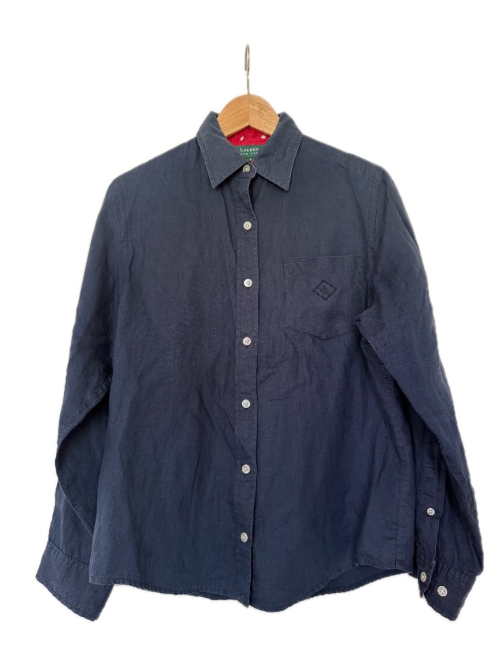 Ralph Lauren Navy 100% Linen Button Down Shirt Size S